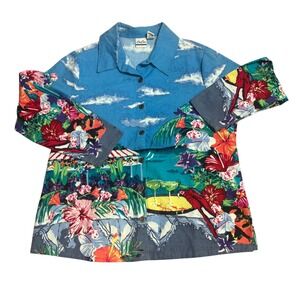 Bend Over Tropical Hawaiian Shirt Parrot Margarita Cruise Button Up‎ 16W